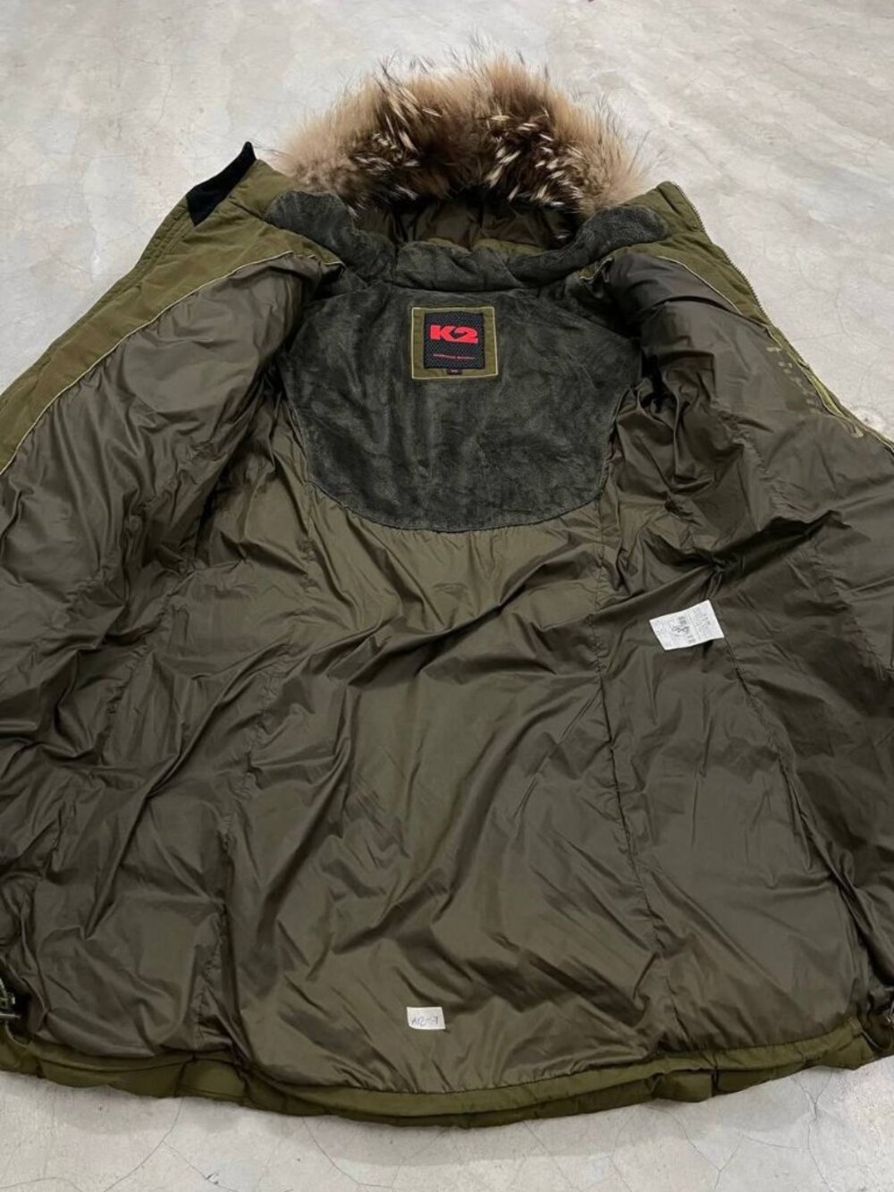 K2 Olive Green Hooded Puffer Coat - Picture 11 of 12